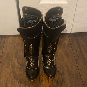 Disney Black and Gold Heeled Boots